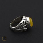 2 انگشتر عقیق زرد با حکاکی شرف الشمس مردانه – کد 8834 - تصویر 2