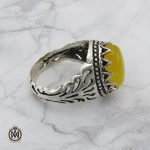 2 انگشتر عقیق زرد با حکاکی شرف الشمس مردانه – کد 8836 - تصویر 2