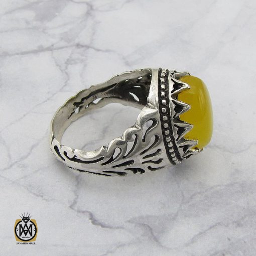 انگشتر عقیق زرد با حکاکی شرف الشمس مردانه – کد 8836 - تصویر 2