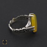 2 انگشتر عقیق زرد با حکاکی شرف الشمس مردانه – کد 8844 - تصویر 2