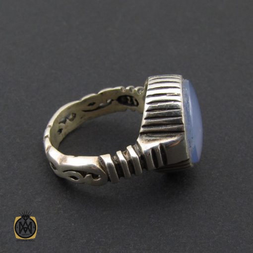 انگشتر عقیق یمن کبود مردانه - کد 8851 - تصویر 3