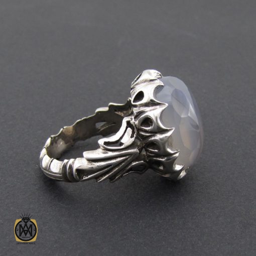 انگشتر عقیق یمن کبود الماس تراش مردانه - کد 8852 - تصویر 2