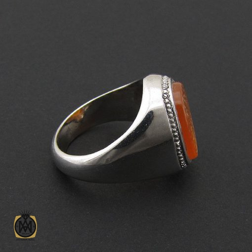 انگشتر عقیق یمن با حکاکی سلام قولا من رب رحيم مردانه  - کد 8857 - تصویر 3