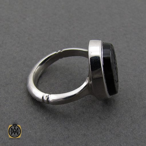 انگشتر عقیق جزع یمن با حکاکی حسبی الله مردانه دست ساز - کد 8858 - تصویر 2