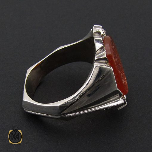 انگشتر عقیق یمن با حکاکی الله و پنج تن مردانه هنر دست استاد شرفیان - کد 8862 - تصویر 2