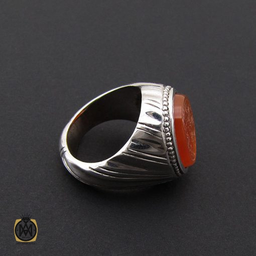 انگشتر عقیق یمن با حکاکی ان الحسین مصباح الهدی و سفینه النجاه مردانه دست ساز - کد 8864 - تصویر 2