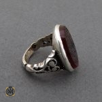 انگشتر عقیق با حکاکی علی و فاطمه مردانه - کد 8868 - تصویر 2