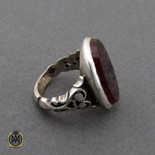 انگشتر عقیق با حکاکی علی و فاطمه مردانه - کد 8868 - تصویر 2