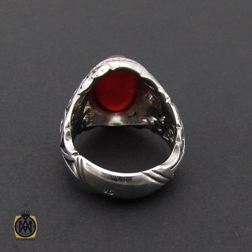 انگشتر عقیق یمن یاقوت و زمرد مردانه - کد 8871 - تصویر 2