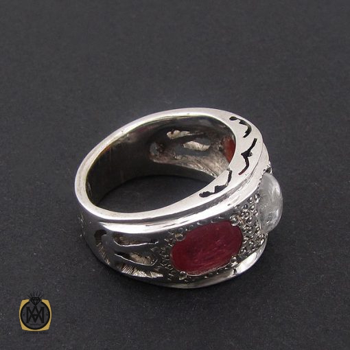 2 انگشتر عقیق یمن، دُر نجف و یاقوت سرخ مردانه دست ساز – کد 8806 - تصویر 2