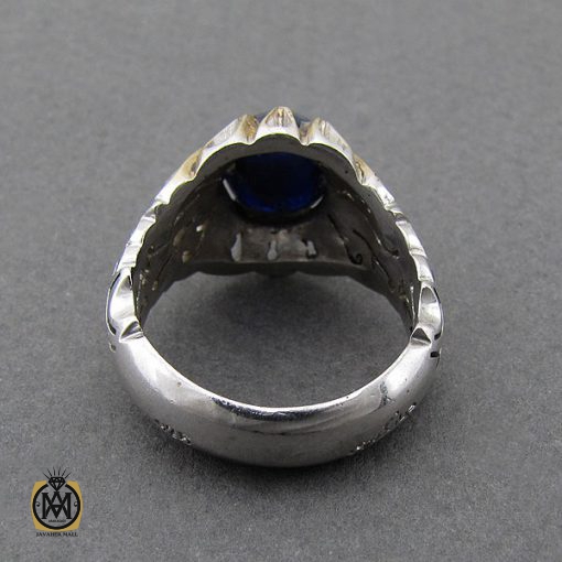 2 انگشتر یاقوت کبود مرغوب مردانه هنر دست استاد جهانگیری - کد 8880 - تصویر 2