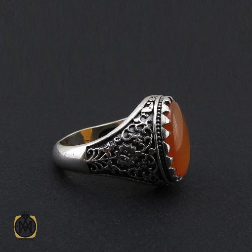 3 انگشتر عقیق یمن با حکاکی شرف الشمس مردانه - کد 8909 - تصویر 3