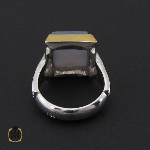 انگشتر عقیق کبود یمن تراش دست ساز مردانه - کد 8919 - تصویر 3