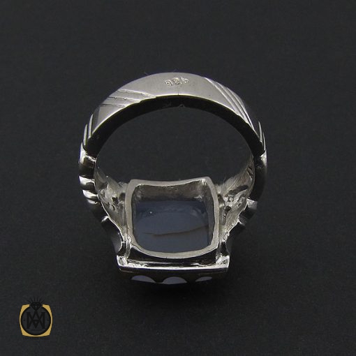 3 انگشتر عقیق کبود یمن تراش دست ساز مردانه - کد 8923 - تصویر 3