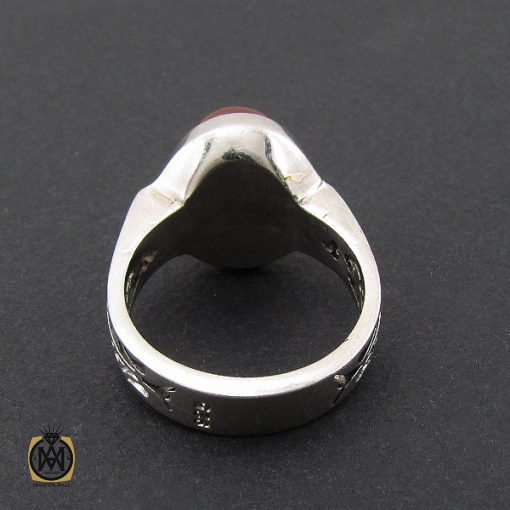 انگشتر عقیق یمن خوش رنگ مردانه دست ساز - کد 8937 - تصویر 3