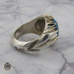 3 انگشتر توپاز آبی مردانه هنر دست استاد شرفیان – کد 8815 - تصویر 3