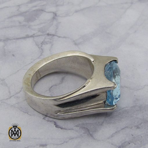 انگشتر توپاز آبی مردانه طرح صفوی هنر دست استاد شرفیان – کد 8816 - تصویر 3
