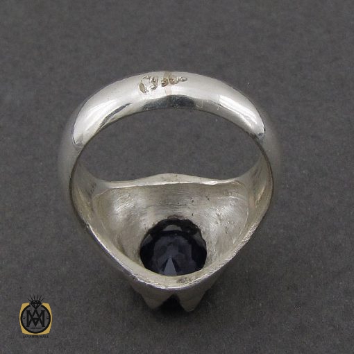 انگشتر یاقوت کبود مردانه دست ساز معدنی و خوش رنگ - کد 8948 - تصویر 3