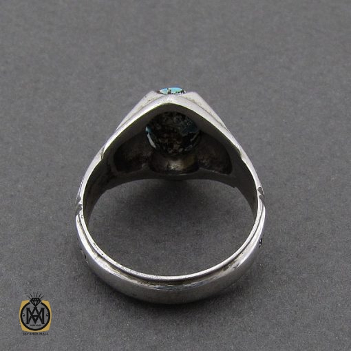 3 انگشتر فیروزه نیشابوری مردانه هنر دست استاد باصری- کد 8970 - تصویر 3