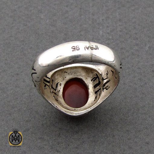 انگشتر عقیق یمن مردانه رکاب دست ساز طرح علی - کد 8990 - تصویر 3