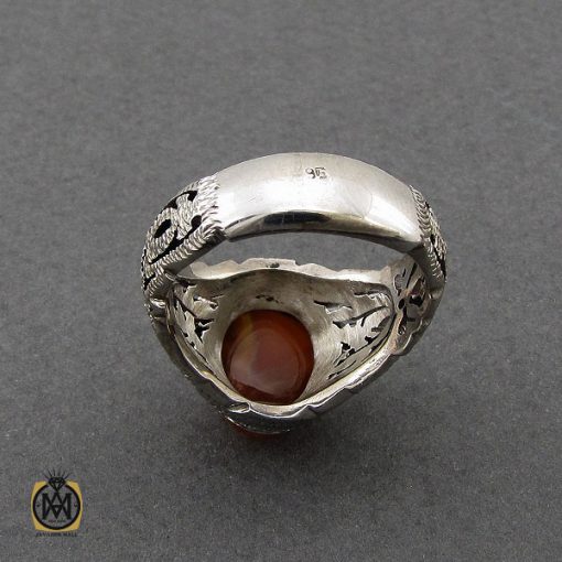 انگشتر عقیق یمن خوش نقش مردانه رکاب دست ساز - کد 10016 - تصویر 3