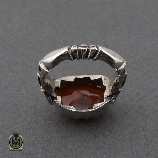انگشتر عقیق یمن مردانه رکاب دست ساز طرح صفوی - کد 10027 - تصویر 3