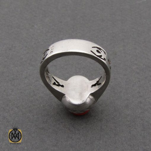 انگشتر عقیق یمن مردانه خوش رنگ رکاب دست ساز - کد 10028 - تصویر 3