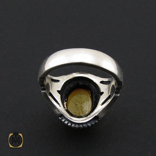 انگشتر عقیق زرد با حکاکی شرف الشمس مردانه – کد 8826 - تصویر 3