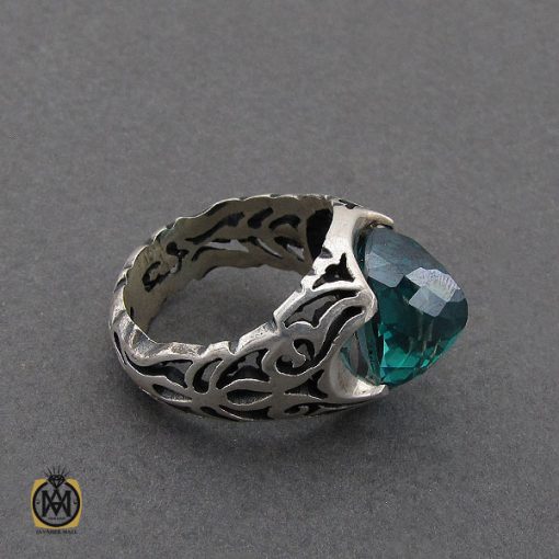 انگشتر توپاز سبز مردانه خوش رنگ و اصل - کد 10041 - تصویر 3