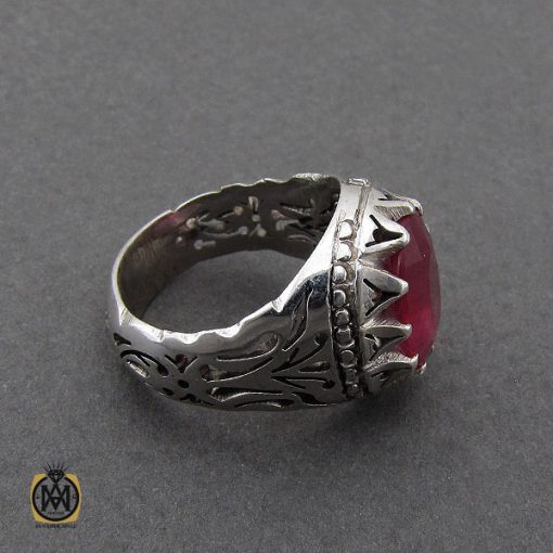 انگشتر یاقوت سرخ خوش رنگ مردانه هنر دست استاد مغان - کد 10048 - تصویر 3