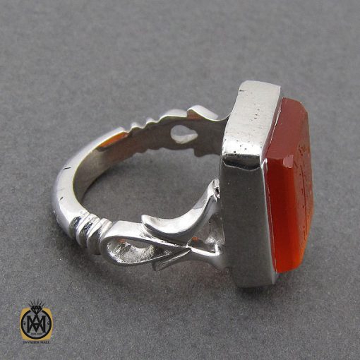 انگشتر عقیق یمن مردانه با حکاکی لا اله الا الله الملك الحق المبين - کد 10052 - تصویر 3