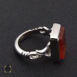 انگشتر عقیق خراسان مردانه با حکاکی یا حسین شهید - کد 10054 - تصویر 3