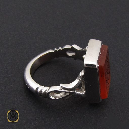 انگشتر عقیق خراسان مردانه با حکاکی یا حسین شهید - کد 10054 - تصویر 3