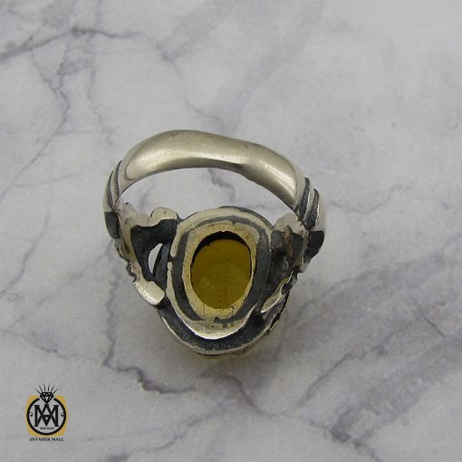 انگشتر عقیق زرد با حکاکی شرف الشمس مردانه – کد 8829 - تصویر 3