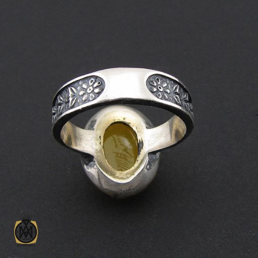 انگشتر عقیق زرد با حکاکی شرف الشمس مردانه – کد 8833 - تصویر 3