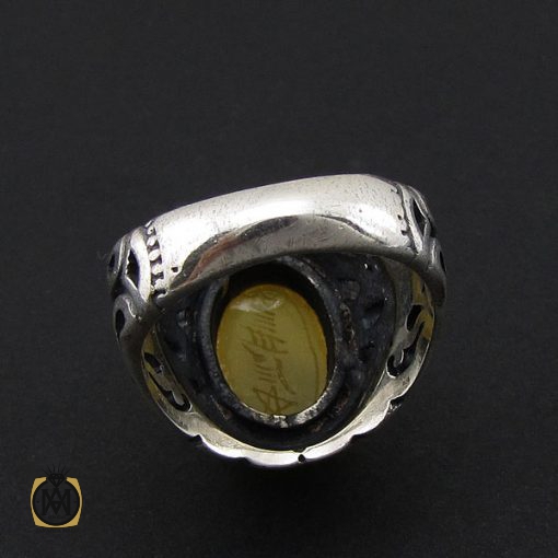 انگشتر عقیق زرد با حکاکی شرف الشمس مردانه – کد 8834 - تصویر 3