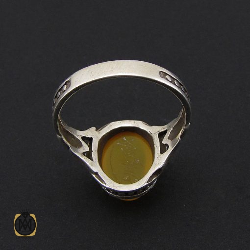 3 انگشتر عقیق زرد با حکاکی شرف الشمس مردانه – کد 8835 - تصویر 3