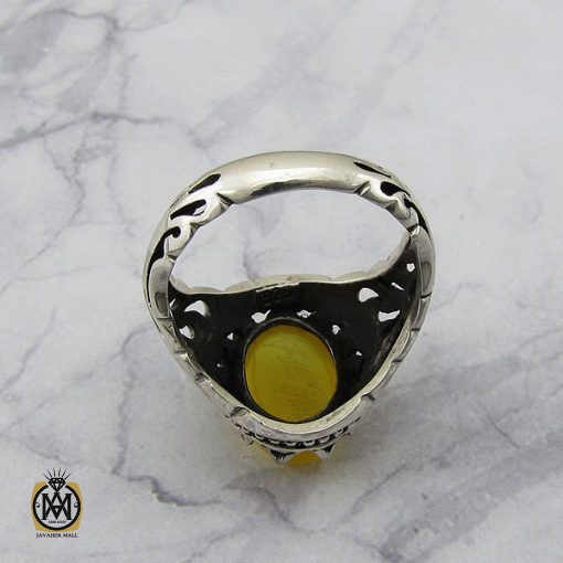 انگشتر عقیق زرد با حکاکی شرف الشمس مردانه – کد 8836 - تصویر 3