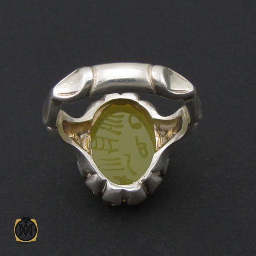 انگشتر عقیق زرد با حکاکی شرف الشمس مردانه – کد 8841 - تصویر 4