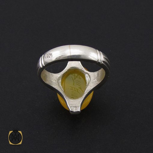 3 انگشتر عقیق زرد با حکاکی شرف الشمس مردانه – کد 8843 - تصویر 3