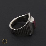 3 انگشتر یاقوت سرخ فاخر مردانه هنر دست استاد شرفیان – کد 8803 - تصویر 3
