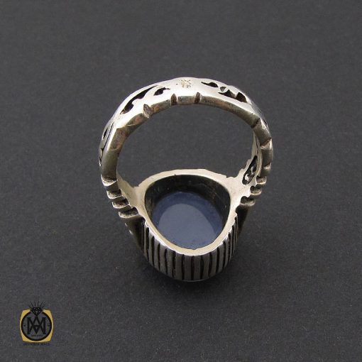 انگشتر عقیق یمن کبود مردانه - کد 8851 - تصویر 2