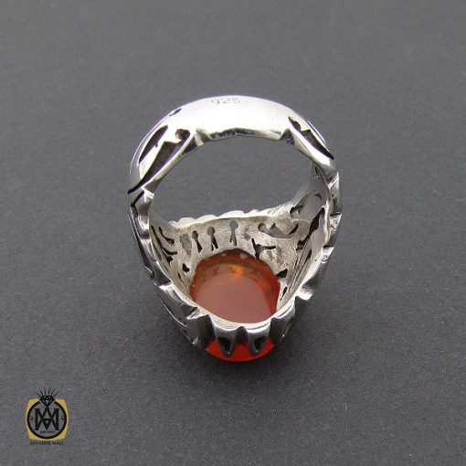 انگشتر عقیق یمن با حکاکی حسبی من هو حسبی مردانه دست ساز - کد 8854 - تصویر 3