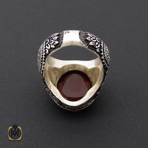 انگشتر عقیق یمن با حکاکی حسين منی و انا من حسين مردانه قلم زنی - کد 8863 - تصویر 3