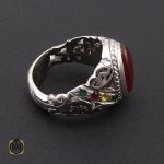 انگشتر عقیق یمن یاقوت و زمرد مردانه - کد 8871 - تصویر 3