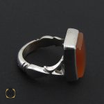 3 انگشتر عقیق یمن با حکاکی شرف الشمس مردانه دست ساز - کد 8875 - تصویر 3