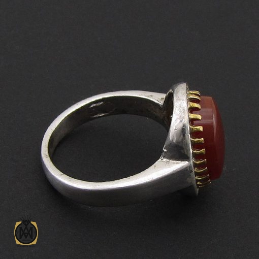 انگشتر عقیق یمن خوش رنگ مردانه - کد 8876 - تصویر 3