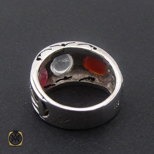 3 انگشتر عقیق یمن، دُر نجف و یاقوت سرخ مردانه دست ساز – کد 8806 - تصویر 3