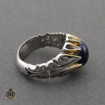 3 انگشتر یاقوت کبود مرغوب مردانه هنر دست استاد جهانگیری - کد 8880 - تصویر 3