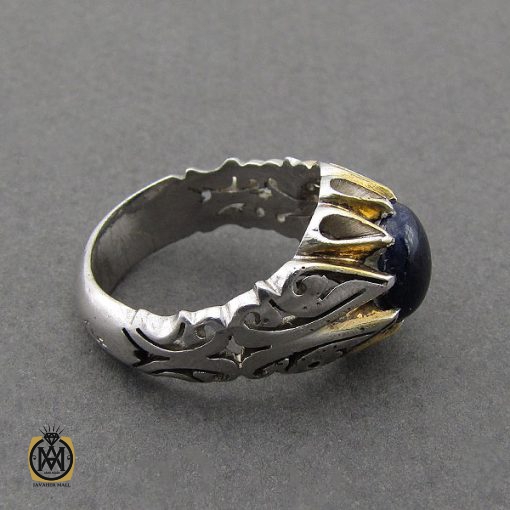 3 انگشتر یاقوت کبود مرغوب مردانه هنر دست استاد جهانگیری - کد 8880 - تصویر 3